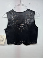 New Women’s 1848 RanchWear Black Rhinestone Sleeveless Vest Zip Up Small YY-41