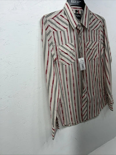 New Children’s Pink Stripped White House Long Sleeve Pearl Snap Shirt. XL S-39