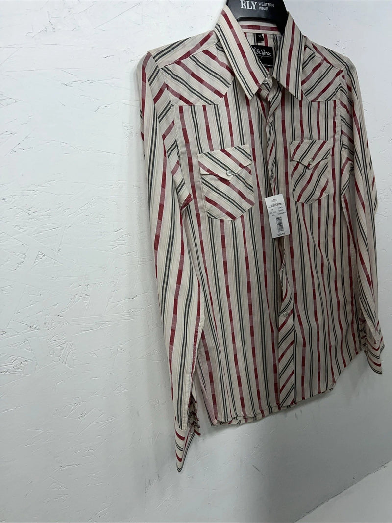 New Children’s Pink Stripped White House Long Sleeve Pearl Snap Shirt. XL S-39