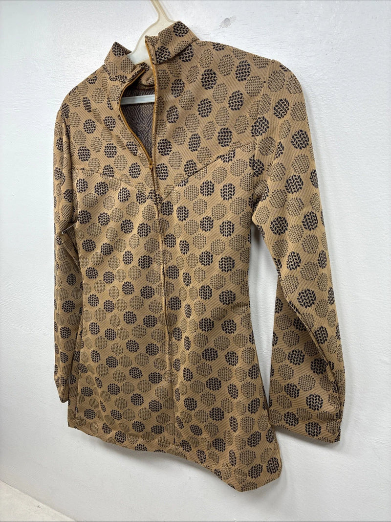 New Women’s Panhandle Slim Gold Blue Long Sleeve Zip Up Shirt Size 10 TT-80