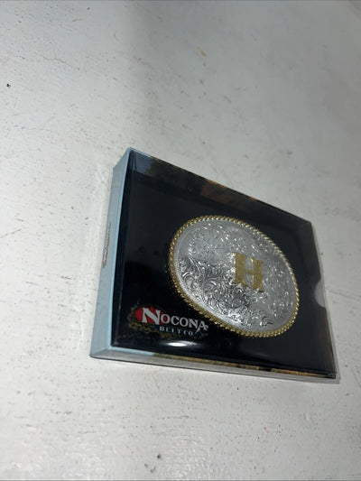 New Women’s Nocona Gold Silver “H” Belt Buckle 37572-H A-119
