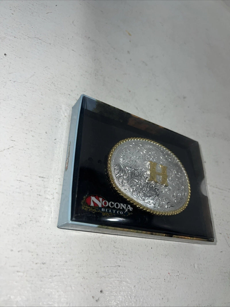 New Women’s Nocona Gold Silver “H” Belt Buckle 37572-H A-119