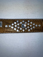New Brown Genuine Leather Nocona Silver Bling Cross XL Belt #N1330999 Z-75
