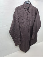 New Men’s Western Express Black Red Flannel Long Sleeve Pearl Snap 2XL F-98