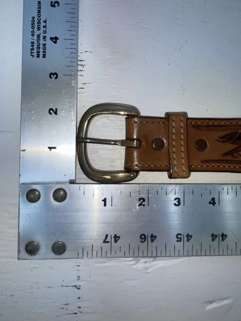 New Brown Genuine Leather Tex Tan Tooled 30” Belt #1638B JJ-160