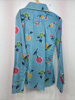 New Women’s Dickson Jenkins Blue Floral Long Sleeve Pearl Snap Size 30 KK-92