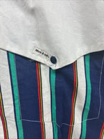 New Men’s Mine & Bills White Multicolor Stripe Long Sleeve Button Up Large V-78