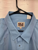 New Men’s ELY Cattleman Blue Western Short Sleeve Pearl Snap 18.5 2XL T-48