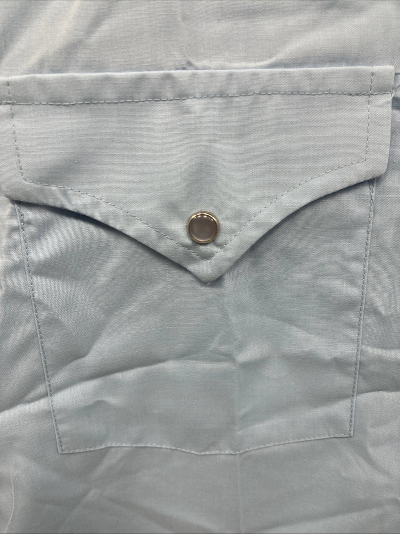 New Men’s ELY Wildlife Blue Horse Embroidered Long Sleeve Pearl Snap Small M-33