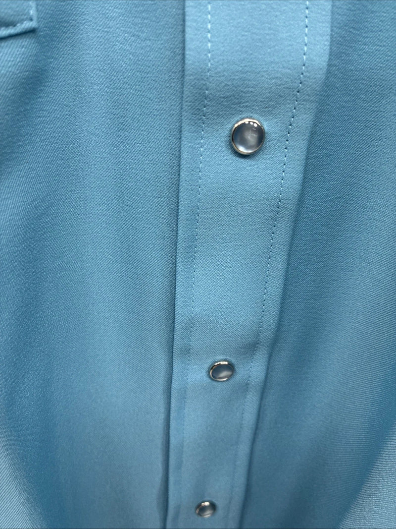 New Men’s Panhandle Slim Blue Long Sleeve Pearl Snap 16 X 34 Large M-30