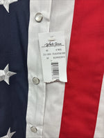 New Women’s White Horse Red White Blue Long Sleeve Pearl Snap Medium KK-16