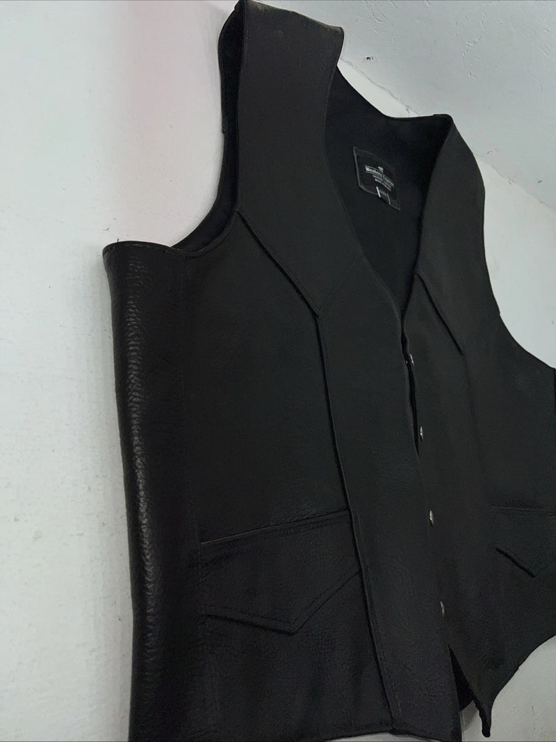 New Men’s Western Express Black Leather Biker Vest 4XL Q-604