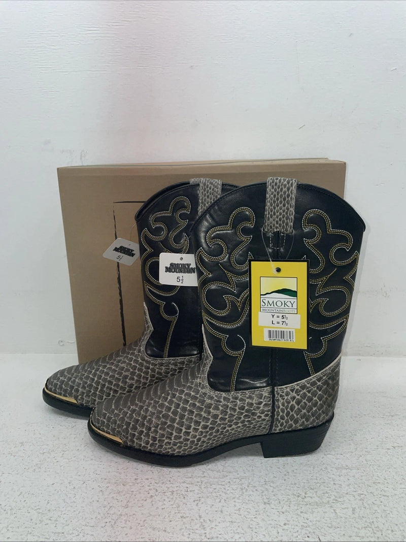 New Men’s Black Snake Skin Smoky Mountain Cowboy Boots. 16469 5.5 5 1/2. 2-78