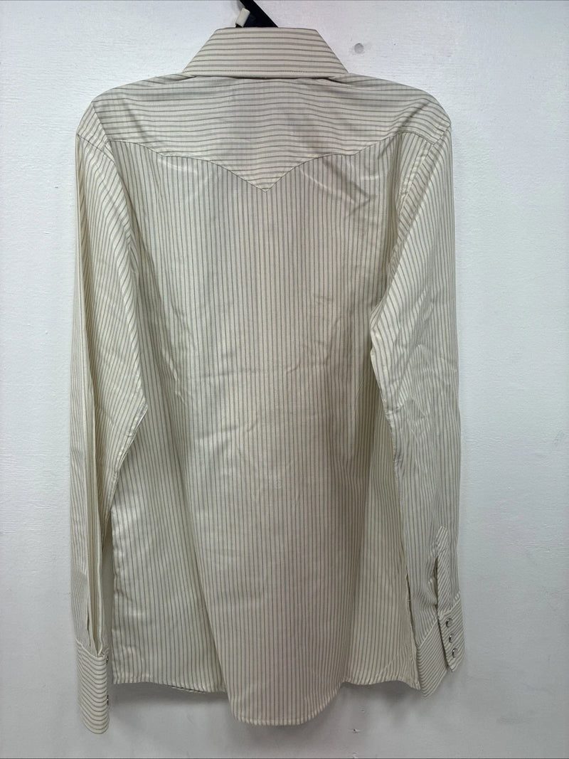 New Kids White Horse Yellow Stripe Long Sleeve Pearl Snap XL DD-61