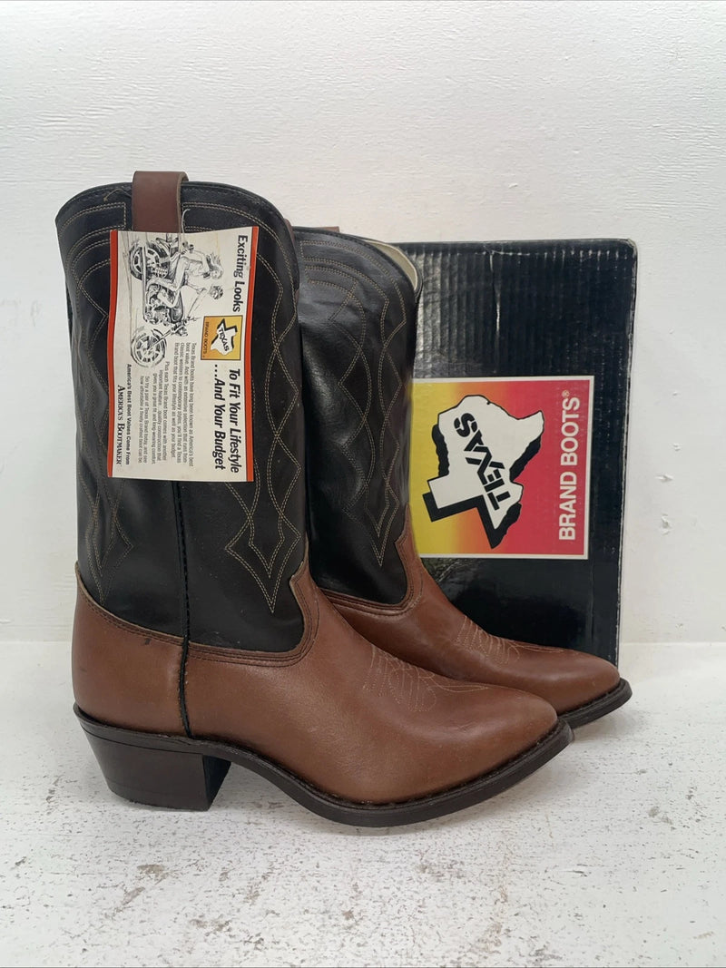 New Men’s Brown Texas Brand Cowboy Boots. 5101 10.5 10 1/2 D. 7-83