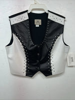 New Women’s 1849 Authentic Ranchwear Black White Western Vest XL #2929 UU-35