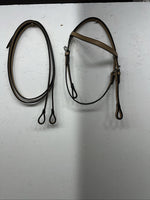 New Leather Pony Browband Headstall W Split Reins. U-34