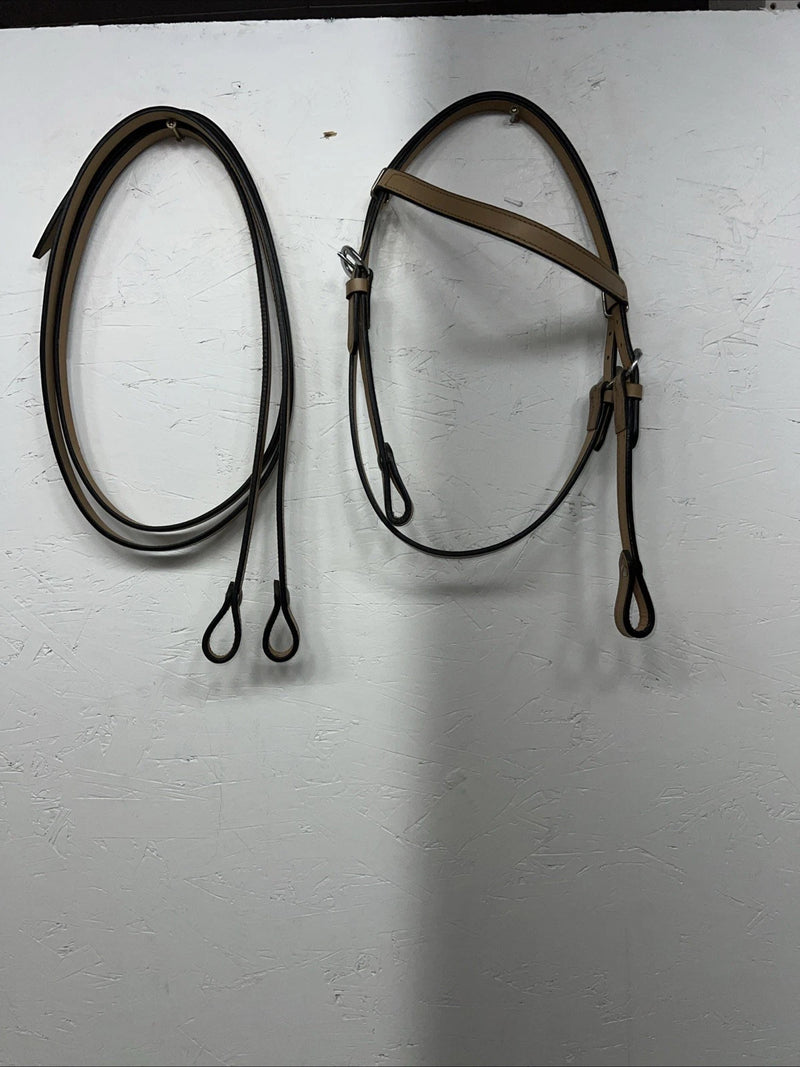 New Leather Pony Browband Headstall W Split Reins. U-34