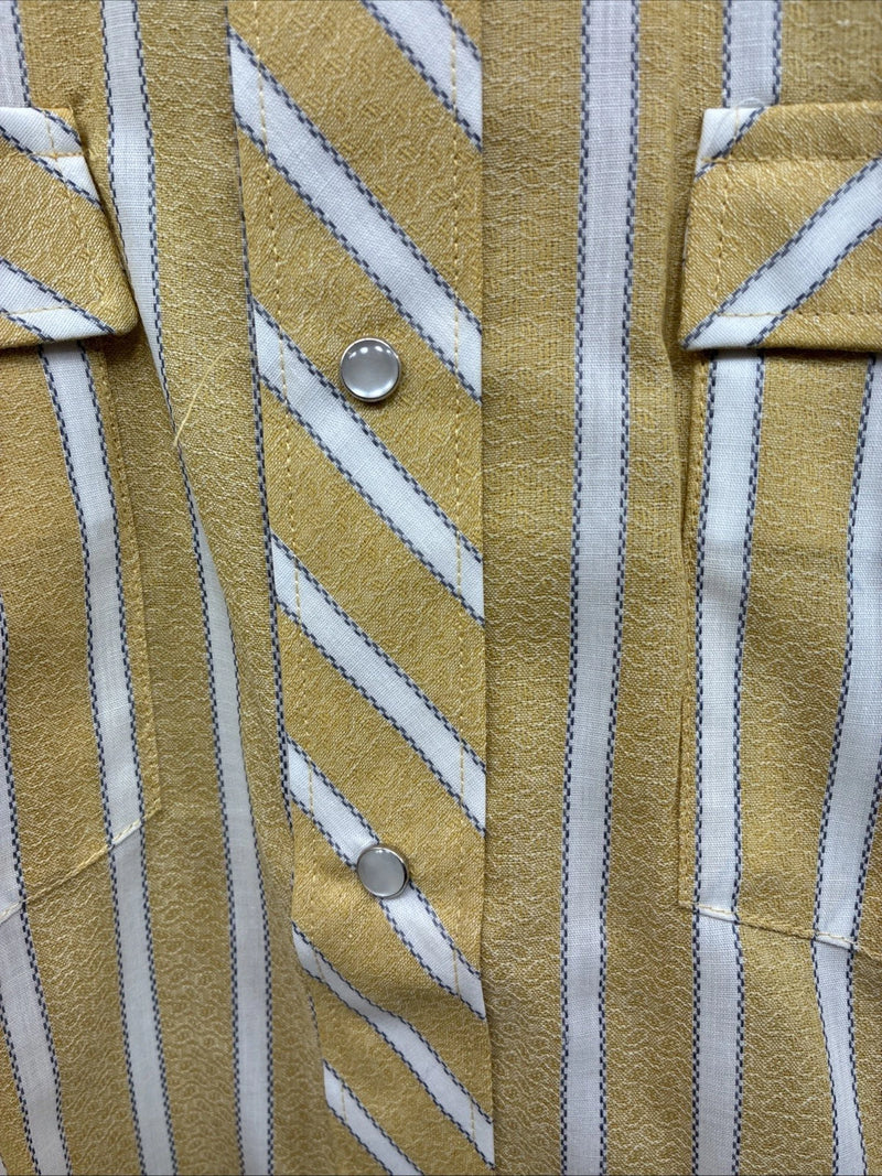 New Men’s Fenton Yellow Stripe Long Sleeve Pearl Snap 16 Large CC-69