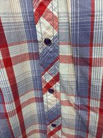 New Women’s Cumberland Pink Purple Plaid Long Sleeve Pearl Snap XL GG-60