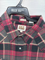 New Men’s ELY Cattleman Red Black Flannel Long Sleeve Pearl Snap 4XL E-82