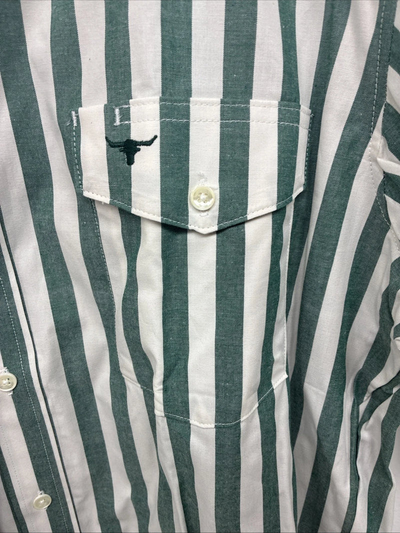 New Women’s Longhorn Green Stripe Short Sleeve Button Up Size 16.5 GG-3