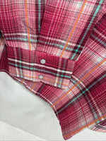 New Women’s Cumberland Pink Plaid Long Sleeve Pearl Snap XL II-14