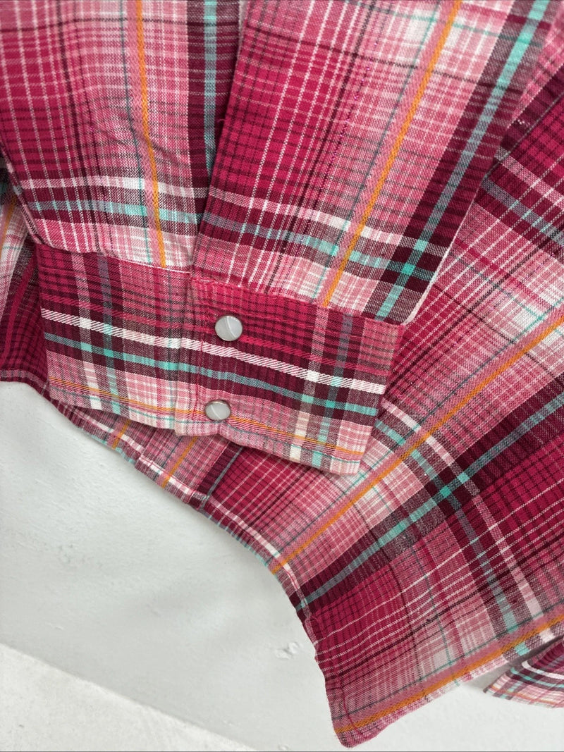 New Women’s Cumberland Pink Plaid Long Sleeve Pearl Snap XL II-14