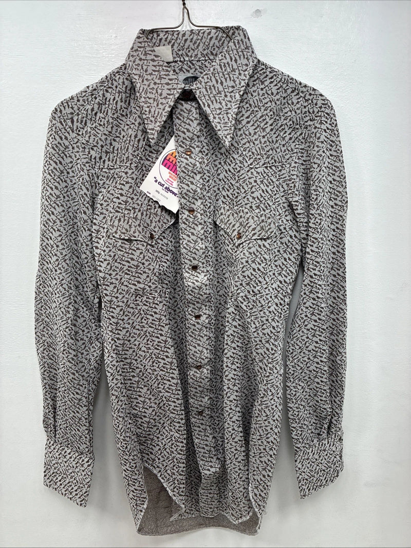 New Women’s Miller Brown Design Long Sleeve Pearl Snap Size 14.5 MM-28