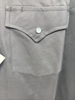 New Men’s ELY Cattleman Black Flag Design Long Sleeve Pearl Snap Large T-58