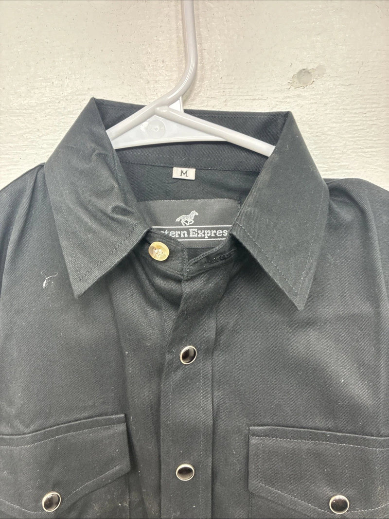 New Kids Western Express Black Long Sleeve Button Up Medium YY-89