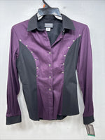 New Women’s Roughrider Purple Black Long Sleeve Button Up Small 3B-8