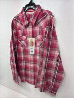 New Women’s Cumberland Pink Plaid Long Sleeve Pearl Snap XL GG-73