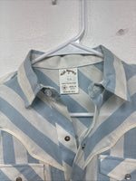 New Kids Kid Kountry Blue Stripe Long Sleeve Pearl Snap Size 12 TT-22