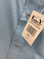 New Men’s ELY Cattleman Blue Short Sleeve Simple Pearl Snap 18 2XL F-81
