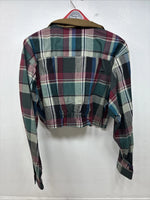 New Women’s Panhandle Slim Plaid Long Sleeve Button Up Crop Top XL MM-115