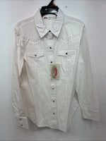 New Women’s Cumberland White Gem Long Sleeve Pearl Snap Medium LL-8