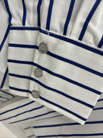 New Men’s H Bar C White Blue Stripe Long Sleeve Pearl Snap 16.5 X 34 Large Q-103