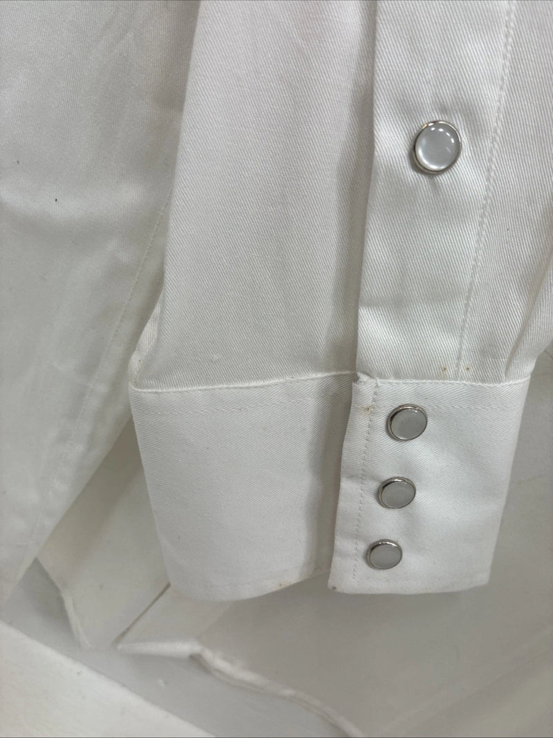 New Men’s Western Express White Western Long Sleeve Pearl Snap Large AA-40