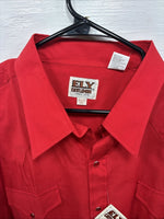 New Men’s ELY Cattleman Red Long Sleeve Pearl Snap 18.5 X 35 2XL AA-62 