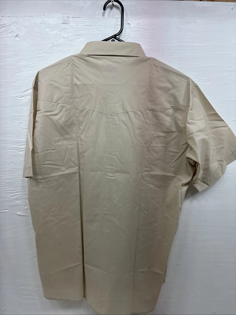 New Men’s ELY Cattleman Tan Short Sleeve Pearl Snap 16.5 Large CC-7