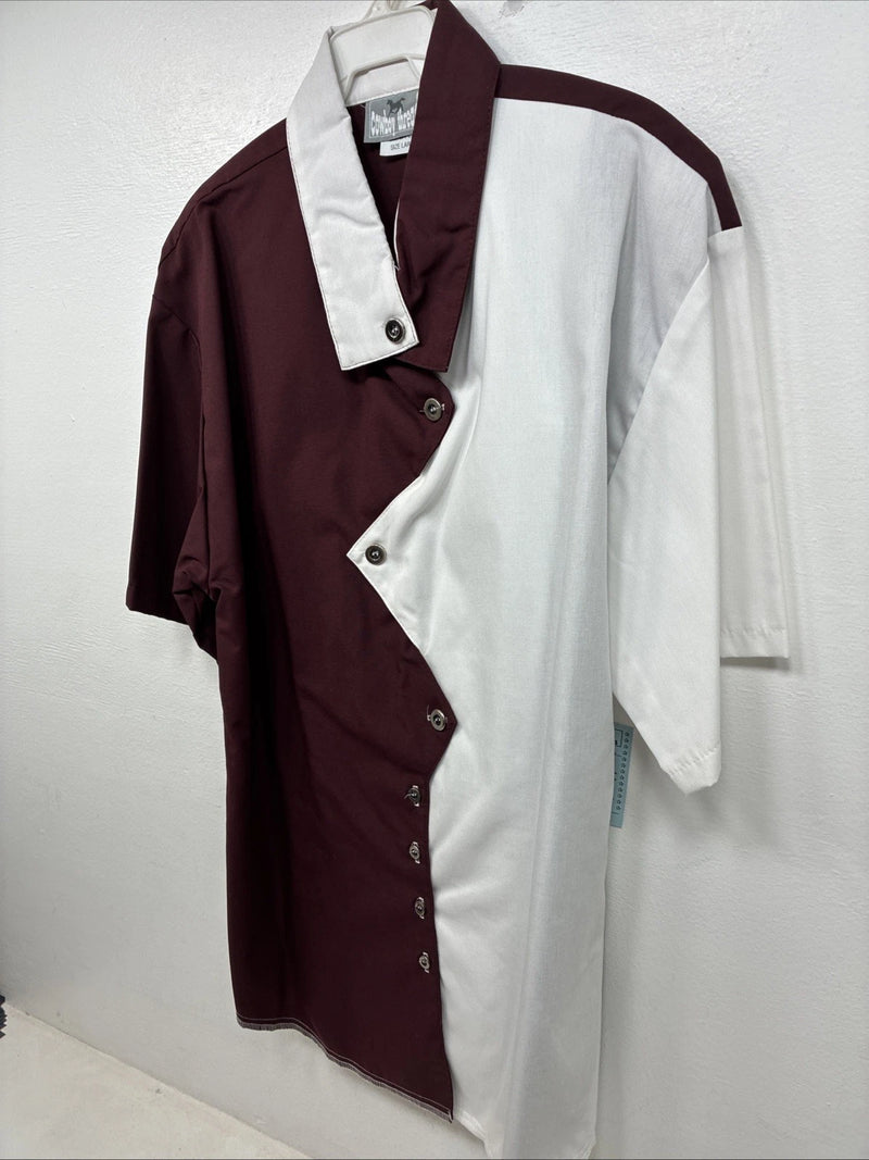 New Women’s Cowboy Threads Purple White Short Sleeve Button Up Size Large TT-67