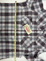 New Women’s Cumberland Purple Plaid Long Sleeve Pearl Snap 1XL KK-79