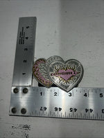 New Women’s Montana Silversmiths Silver Pink Heart Belt Buckle. 14820PT A-91