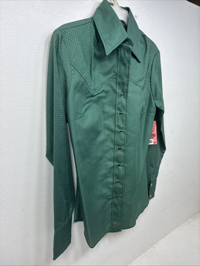 New Woman Dickson Jenkins Green Long Sleeve Pearl Snap Size 32 KK-70