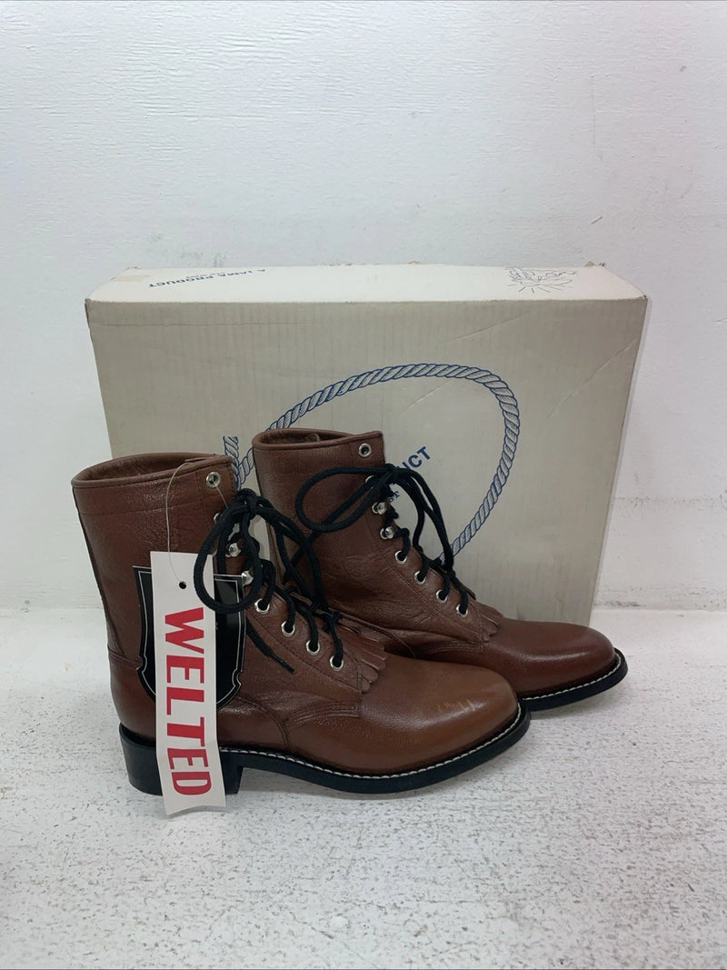 New Men’s Brown Lace Up A Jama Product Cowboy Boots. Y 5117 G 5. 2-59