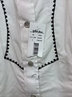 New Women’s White horse White Design Long Sleeve Pearl Snap Large KK-123