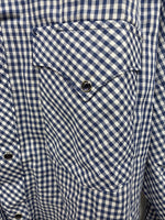 New Men’s Dickson Jenkins Blue Checkered Long Sleeve Pearl Snap 15.5 Medium K-65