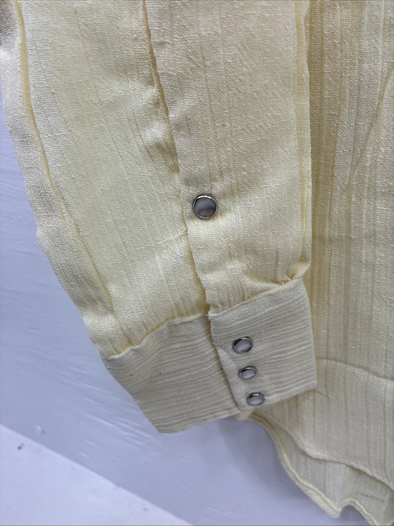 New Men’s Stockman Yellow Long Sleeve Pearl Snap 15 X 33 Medium AA-78
