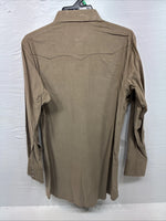New Men’s White Horse Brown Western Long Sleeve Pearl Snap Large V-21